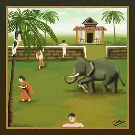temple kerala painting by unni